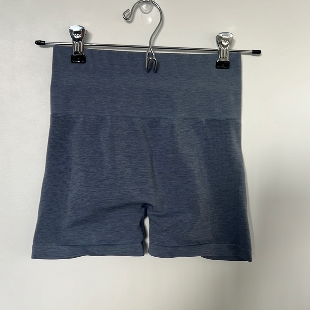 Alphalete Blue Bike Shorts High-Waisted Seamless Design